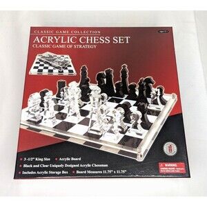 New - John N. Hansen Co. Classic Game Collection - Acrylic Chess Set - Ages 13+